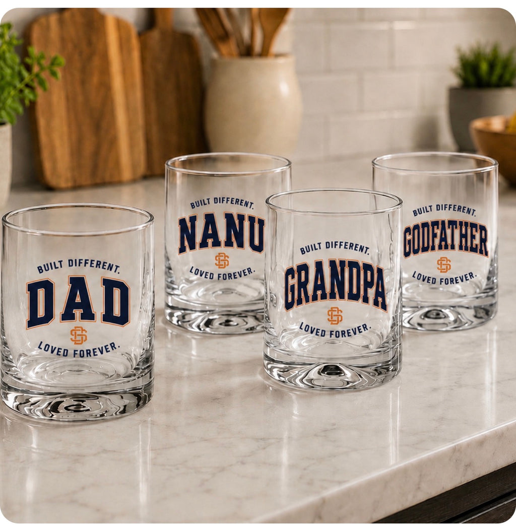 -SD- DAD Glassware (Built Different. Loved Forever).