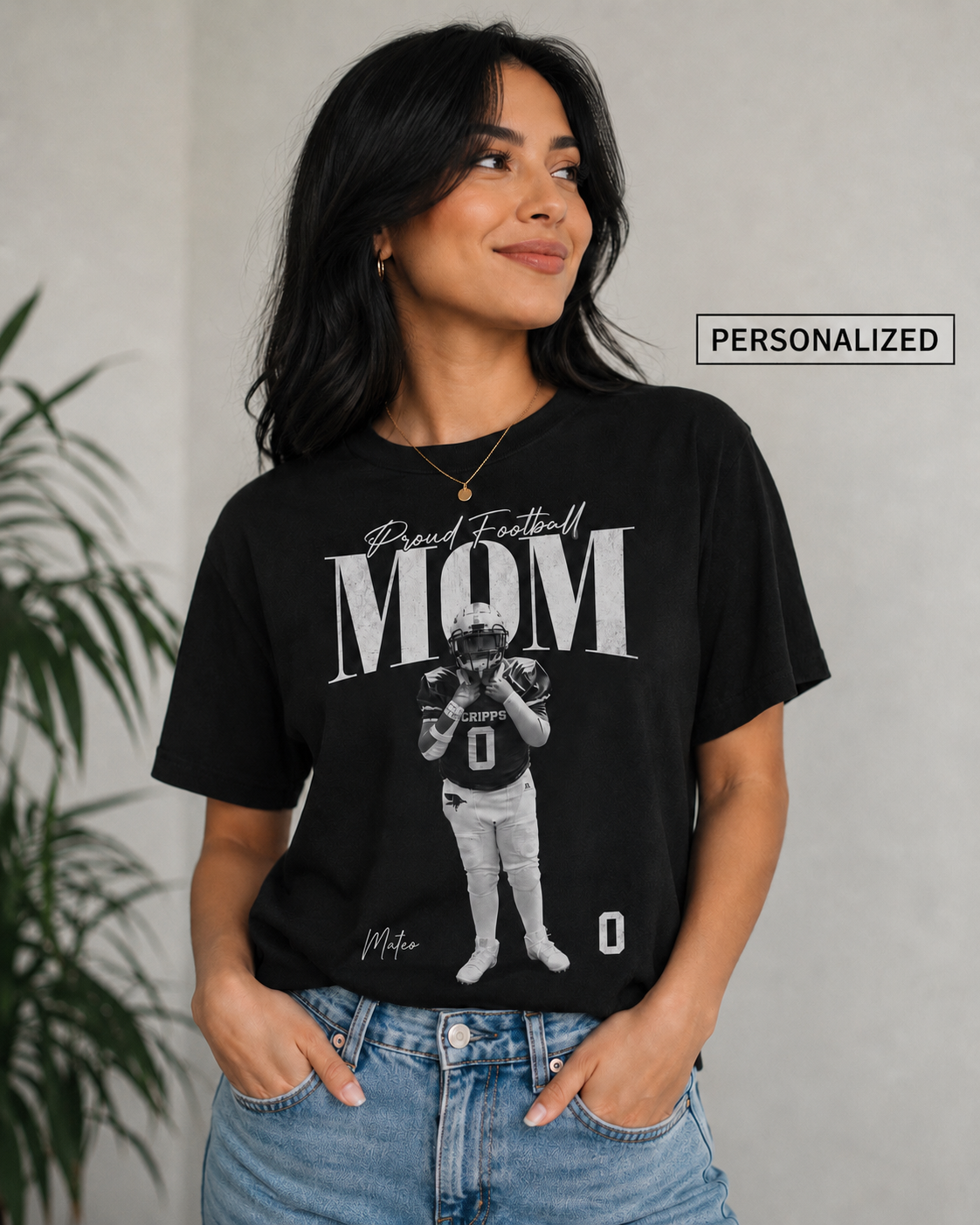 Personalized Photo - Proud Football Mom Apparel