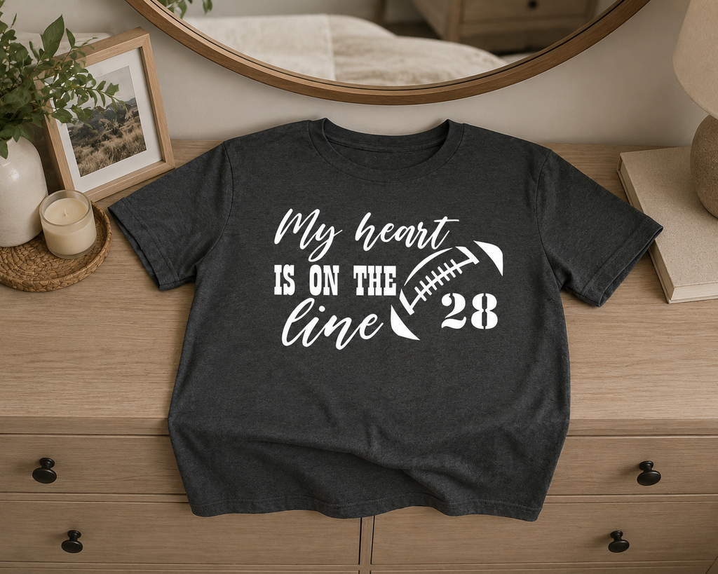 Personalized Football # - My Heart is on the Line