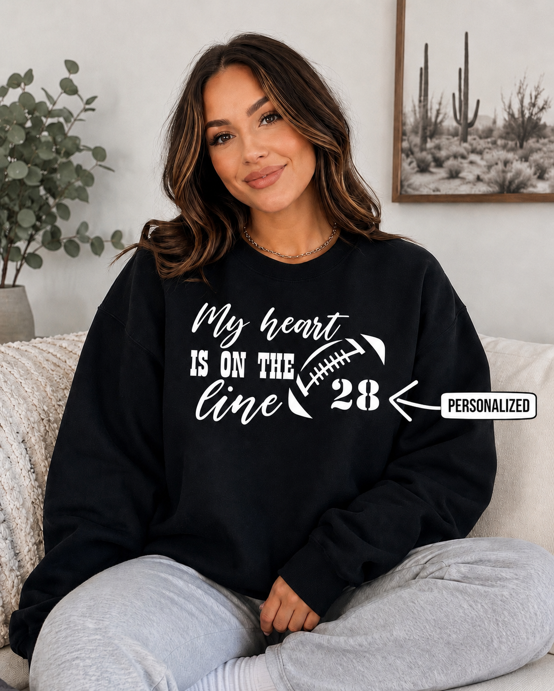 Personalized Football # - My Heart is on the Line