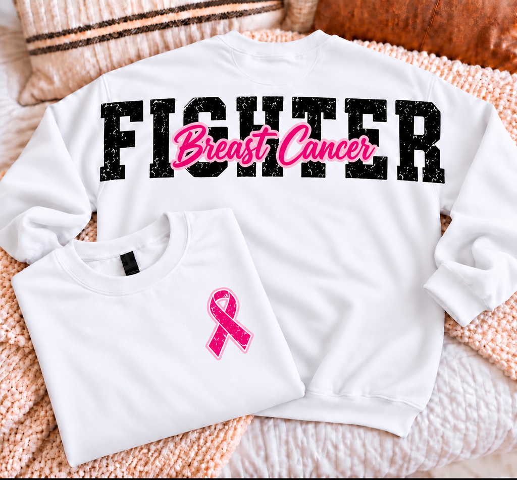 Breast Cancer BIG Back Crewneck Sweatshirts