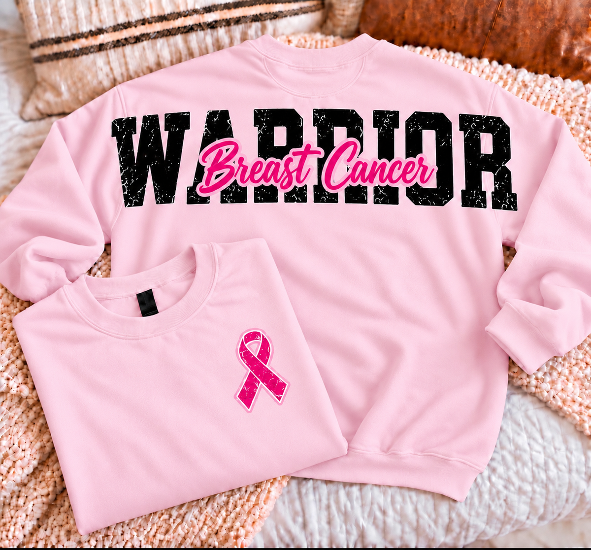 Breast Cancer BIG Back Crewneck Sweatshirts
